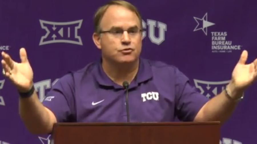 Coach+Gary+Patterson+talks+about+Tuaua+and+Texas+Tech+at+his+Tuesday+press+conference
