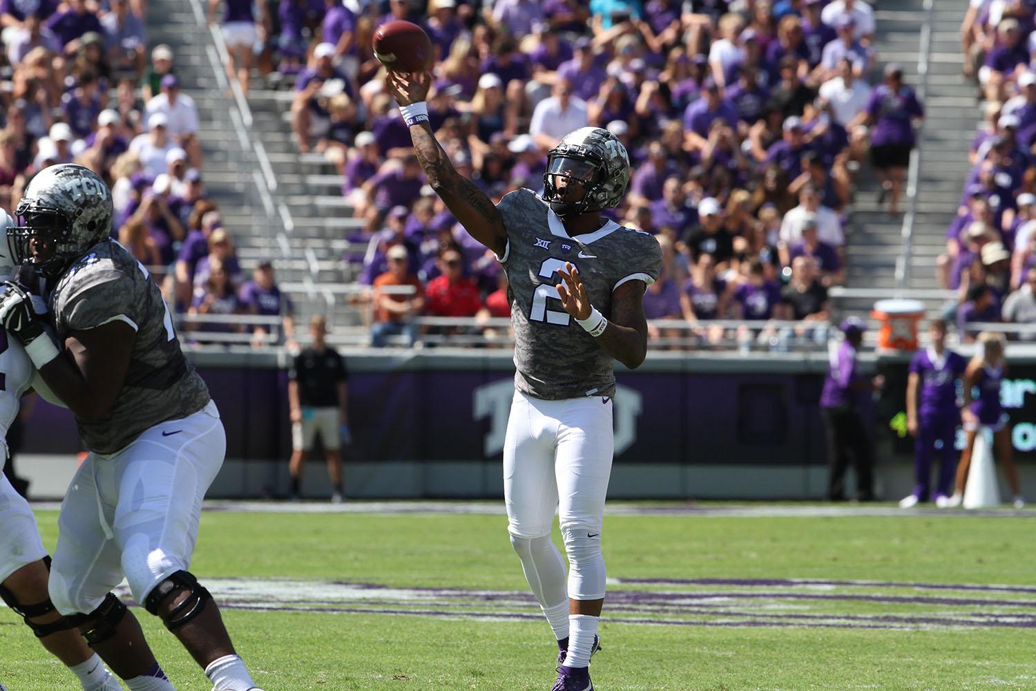 Nine+different+Horned+Frogs+scored+touchdowns+in+Saturday%E2%80%99s+70-7+win+over+Stephen+F.+Austin+in+the+home+opener+at+Amon+G.+Carter+Stadium.