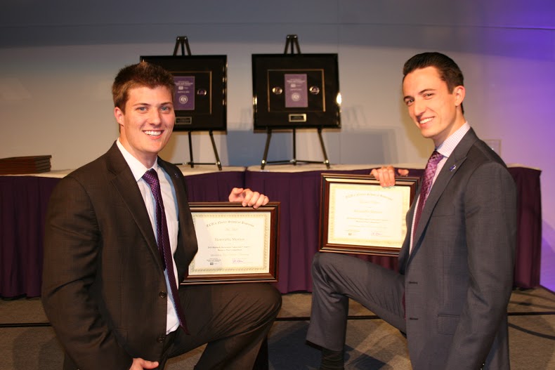 TCU students Nik Hall (left) and Garrett Adair (right) in the April 2015 Values and Ventures competition. 