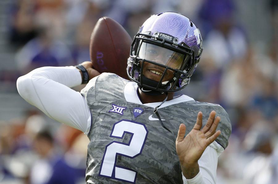 TCU+quarterback+Trevone+Boykin+%282%29+throws+before+the+TCU+Horned+Frogs+take+on+the+Texas+Longhorns+in+a+NCAA+football+game+Saturday%2C+Oct.+2%2C+2015%2C+in+Fort+Worth%2C+Texas.+%28AP+Photo%2FRon+Jenkins%29