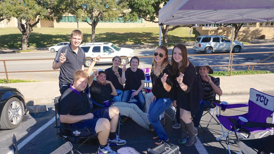 TCU students tailgate outside the Daniel-Meyer Athletic Complex as they eagerly await for the game to begin.