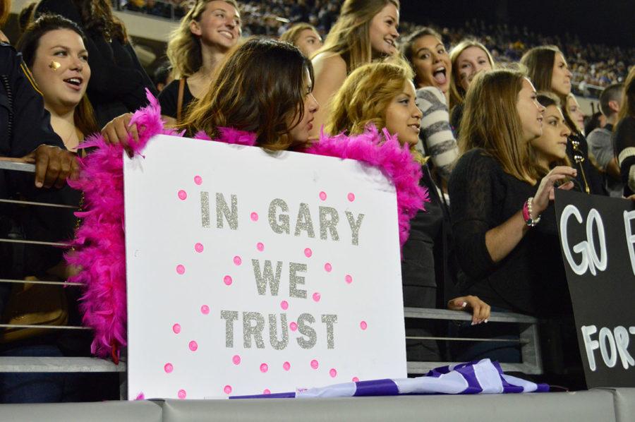 TCU fans came out to the game against West Virginia on October 29, 2015 to watch football and celebrate the Frogs for the Cure event. 
