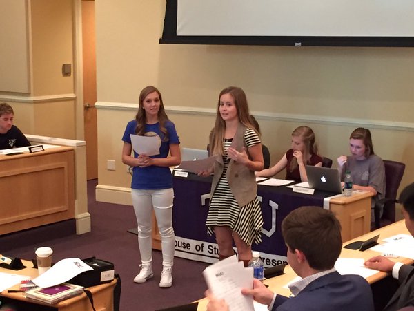 Resolution authors, Reps.  Julia Zellers and Abbey Widick present their legislation to House for Wes Moore day. 