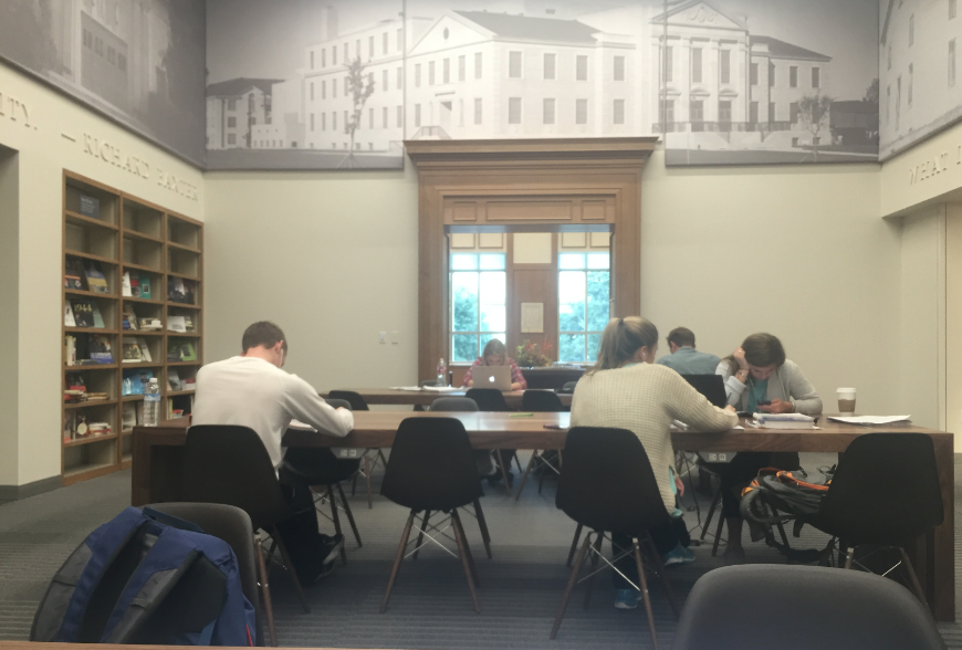 Students are utilizing the new wing of the library to study for upcoming finals. 