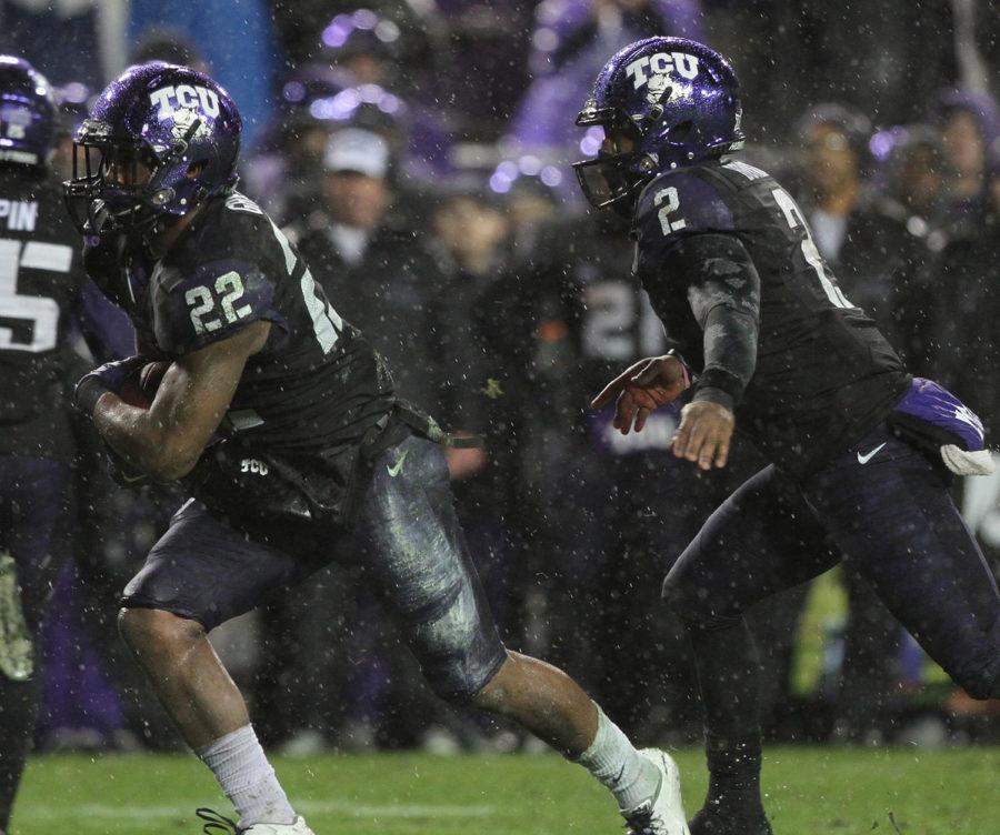 Seniors Boykin and Aaron Green try to get something going on the ground