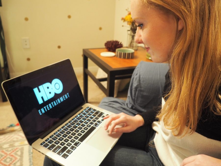 A TCU  student prepares to streams a show on HBO GO. 