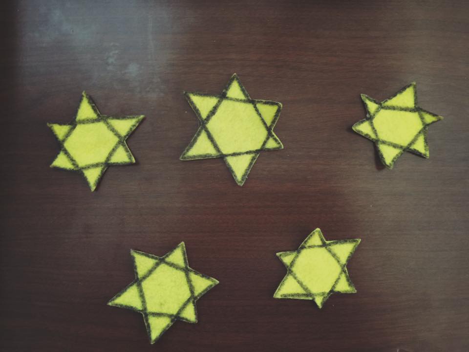 These felt stars were found glued to the wall leading to Barlow's dorm room.