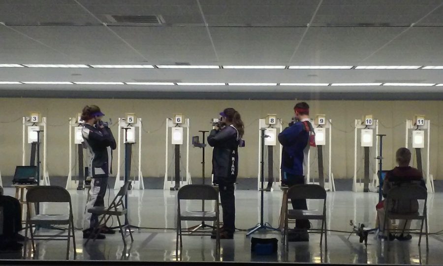 Shooters take aim during TCU rifles win over the Coast Guard in Fort Worth on Jan. 31. 