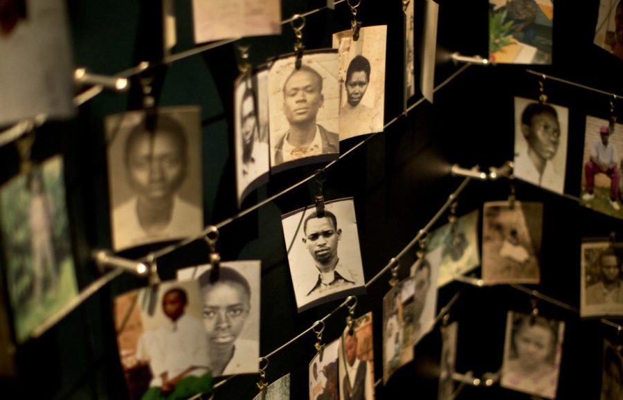Family photographs of some of those who died hang in a display in the Kigali Genocide Memorial Centre in Kigali, Rwanda Saturday, April 5, 2014. On April 7. 2014, the country commemorated the 20th anniversary of the genocide when ethnic Hutu extremists killed neighbors, friends and family during a three-month rampage of violence aimed at ethnic Tutsis and some moderate Hutus, leaving a death toll that Rwanda puts at 1,000,050. (AP Photo/Ben Curtis)