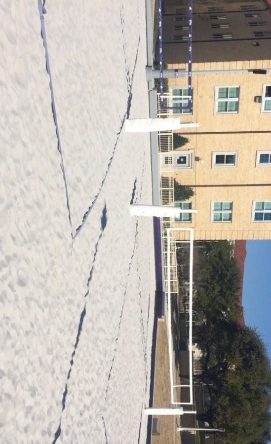 The sand volleyball area outside the University Recreation Center now features four courts. 