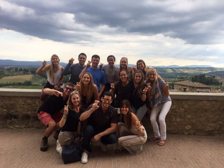 A portion of the students on the fall 2015 trip to Florence gathered together.
