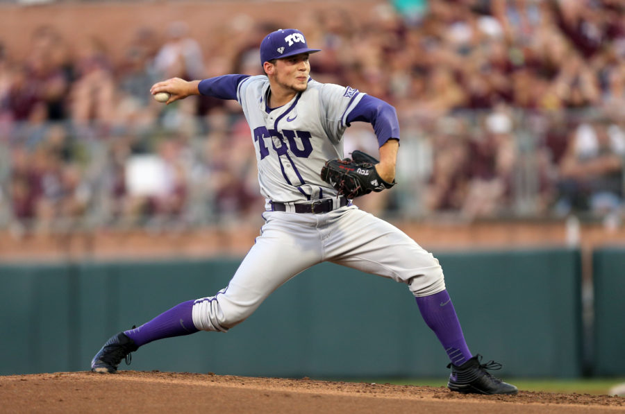 Jared Janczak was stellar against Texas A&M in the first game of the College Station Super Regional.  (AP Photo/Sam Craft)