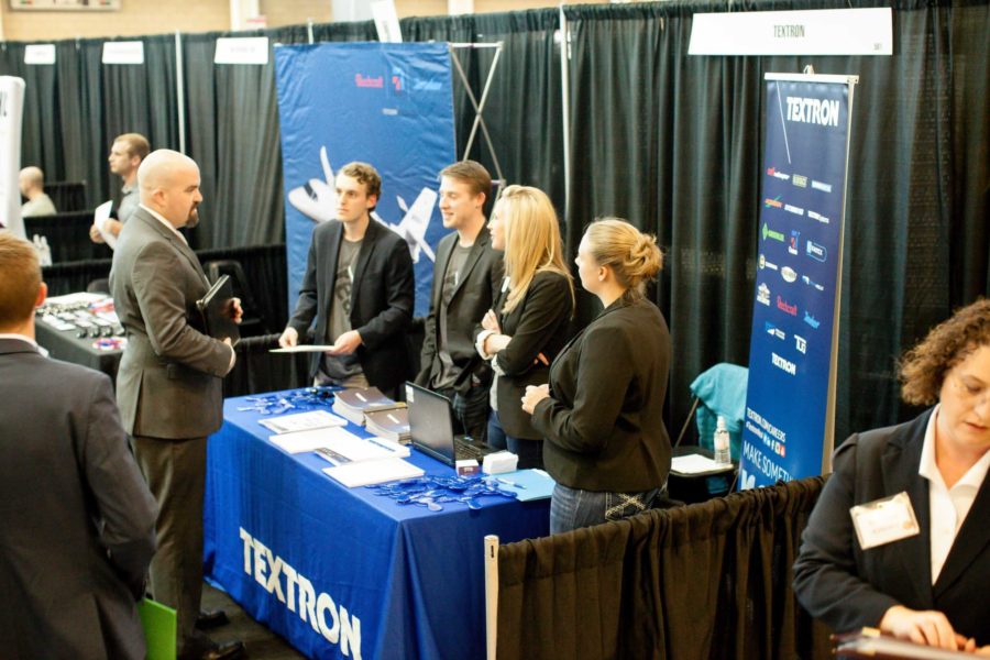 Students interact with business representatives at last years career expo. Photo courtesy of the Center for Career and Professional Development