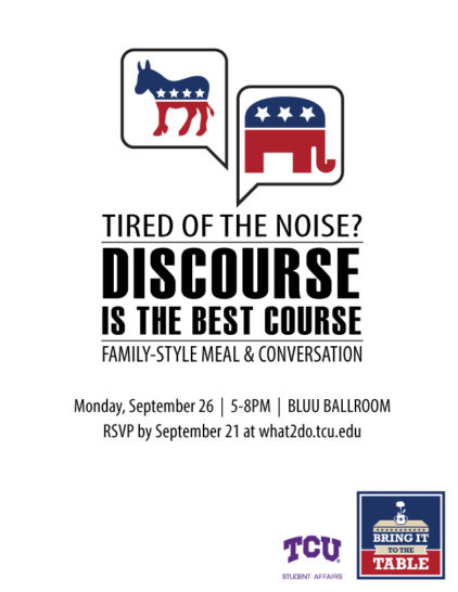 Flyer for the event on Monday. (Photo courtesy of What 2 do @ TCU.)