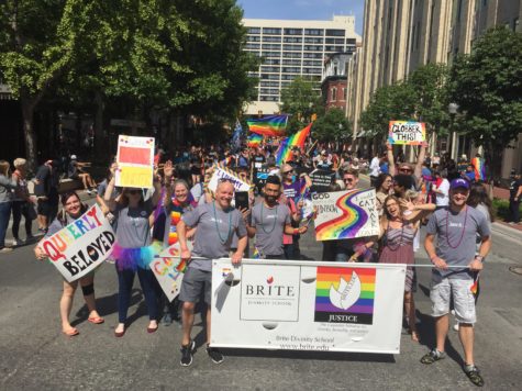 The Brite Divinity School marched in last years Tarrant County Pride Parade. (Photo courtesy of: Valerie Forstman)