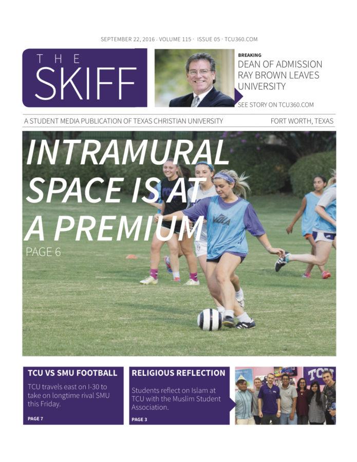 Volume 115, issue 05: Intramural Space is at a premium.

Also: Turpin suffers injury, Silent protests divide students and TCU-SMU football preview.