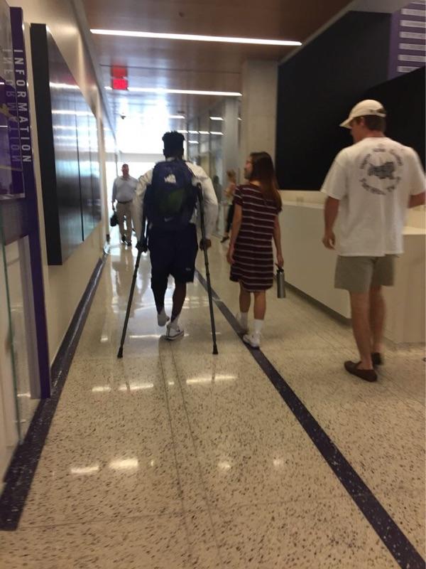 KaVontae Turpin used crutches to walk to class. 