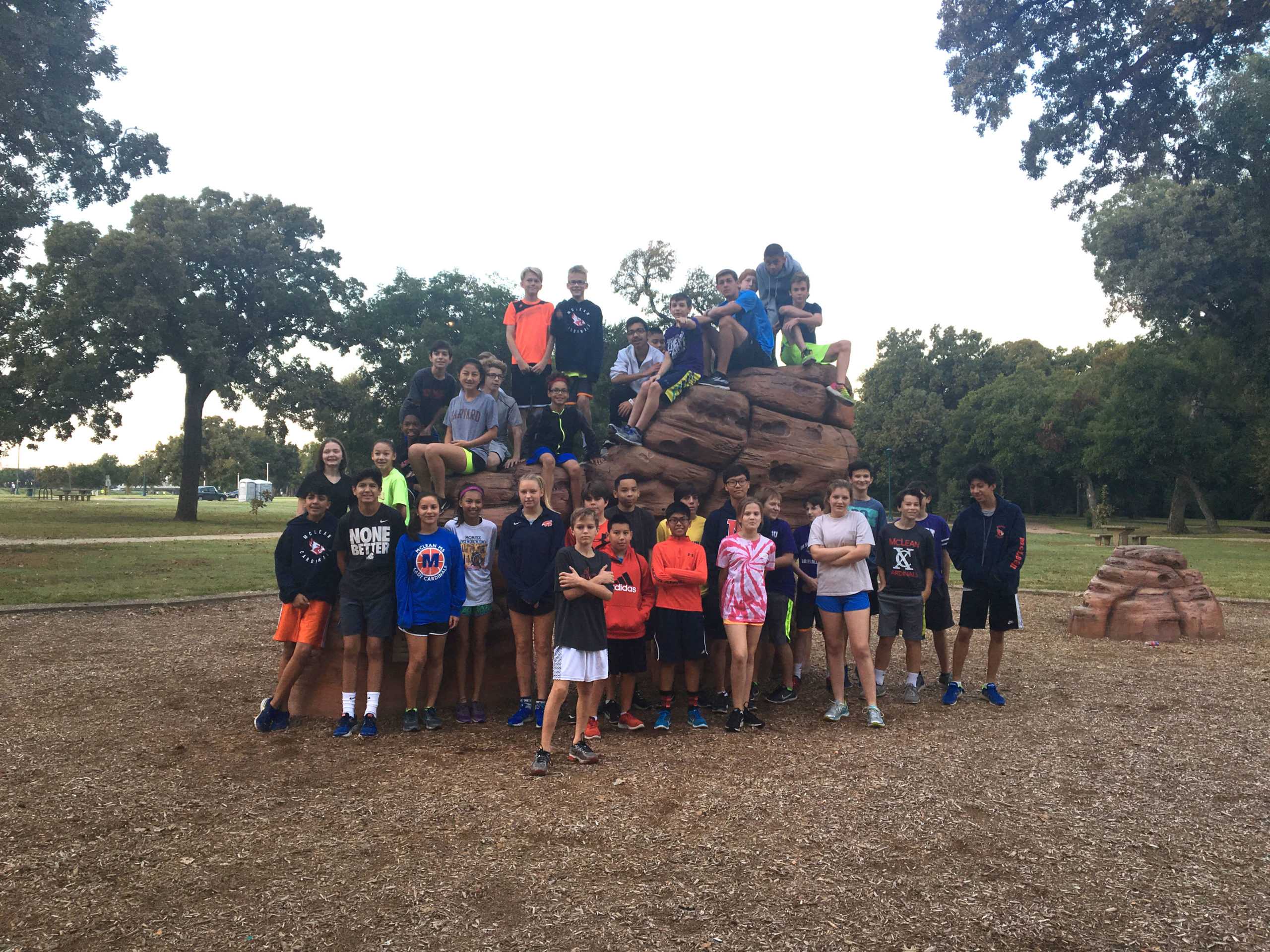 The McLean Middle School cross country team met at Trinity Park at 7am on Saturday for practice.