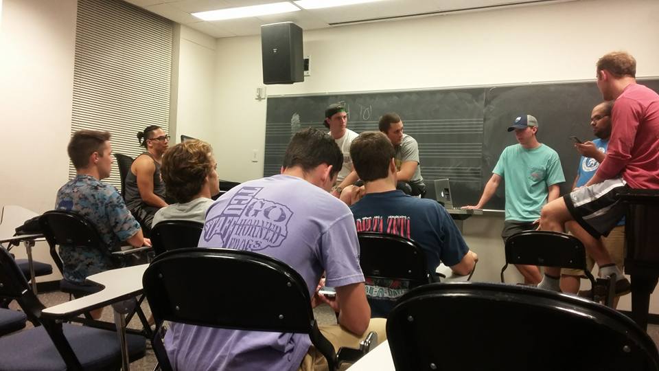"The Horned Tones" gather during a rehearsal. (Courtesy of TCU Horned Tones Facebook).
