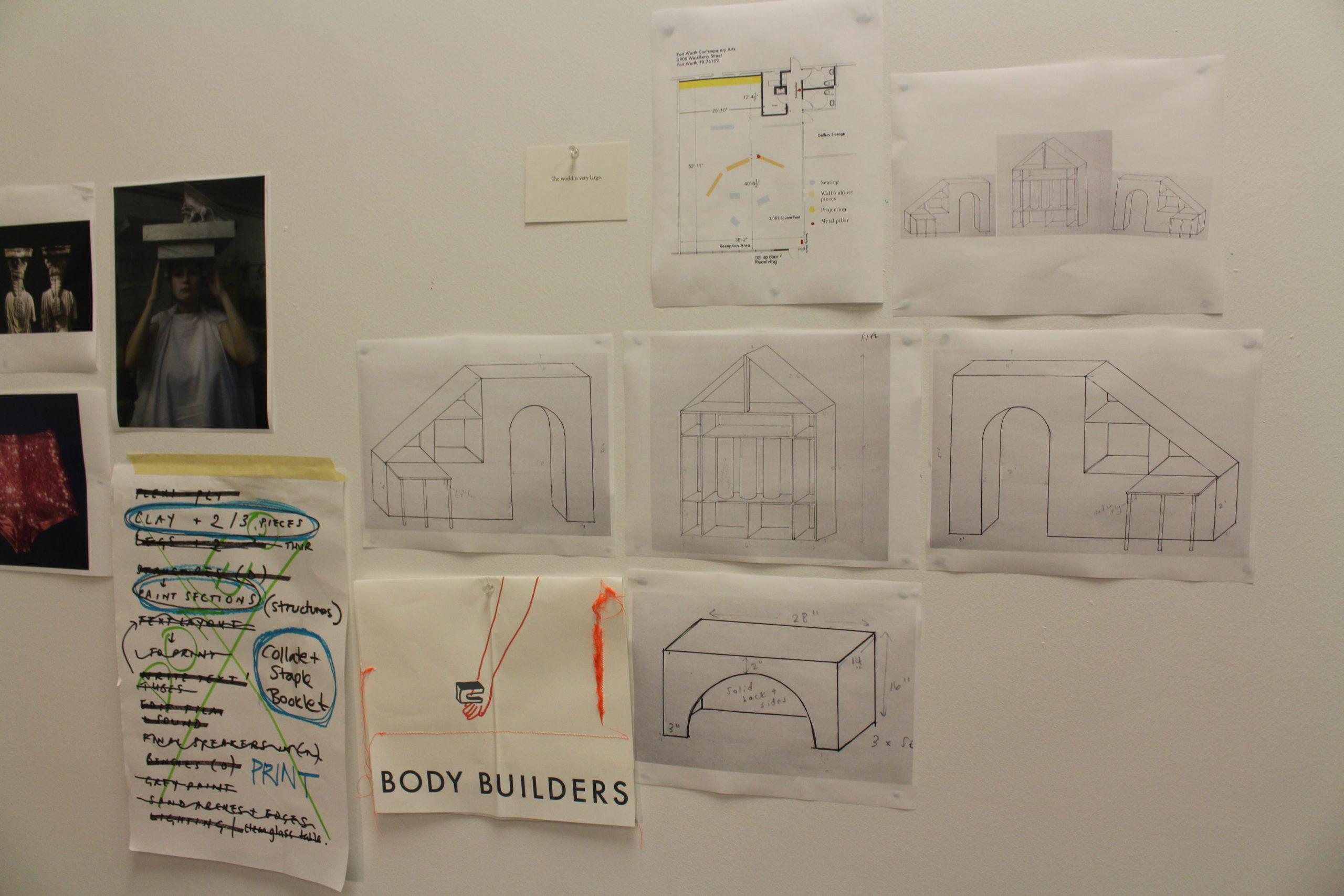 While planning the exhibition, Speed sent many drawings and ideas to Parsons. (Sam Bruton/TCU Staff Photographer)