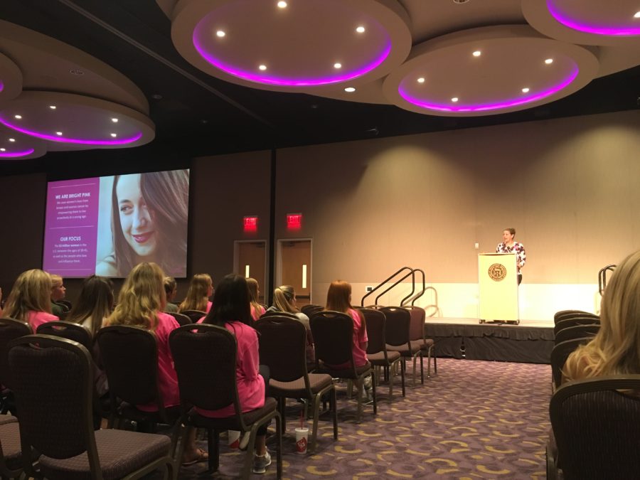 ZTA and Bright Pink hosted a breast and ovarian cancer workshop in the BLUU Ballroom Thursday night to educate college women on the risk factors and how to talk to their doctors about the subject. (Meg Hemmerle/TCU360)