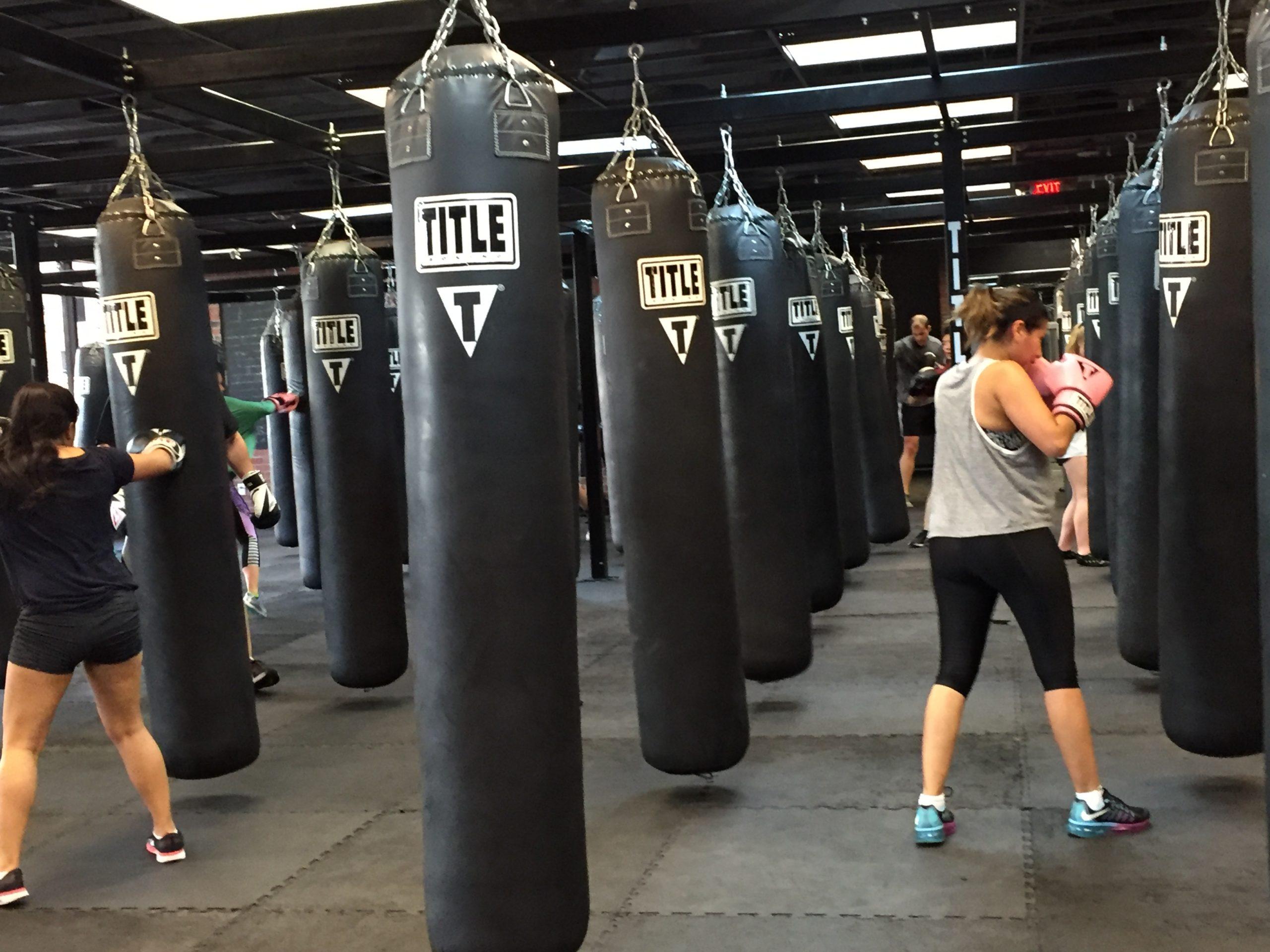 Warm-ups during a boxing class at the Fort Worth Downtown Title Boxing.