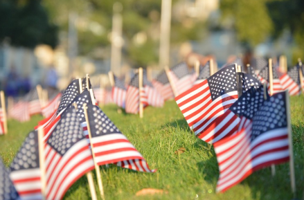 YAF displays American flags in the campus commons in memory of the lives lost on 9/11.