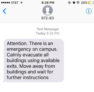 Some TCU students received this text message Wednesday night. 