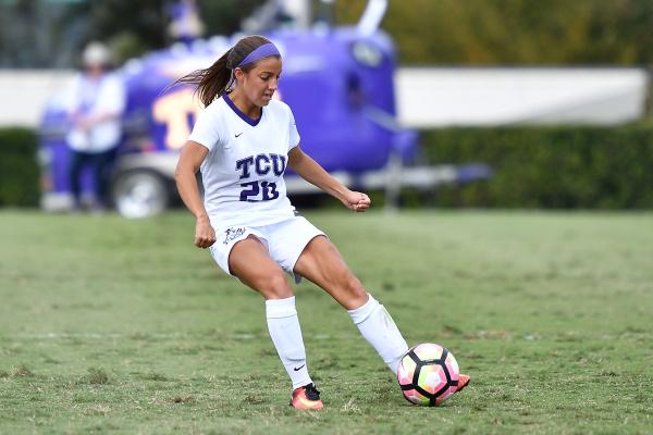 Brittany Little controls the ball during TCUs win over Texas Tech on Sunday, Oct. 23. (Photo courtesy GoFrogs.com)