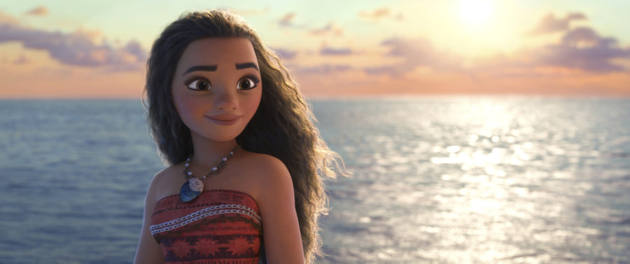 This image released by Disney shows Moana, voiced by Aulii Cravalho, in a scene from the animated film, Moana.  (Disney via AP)