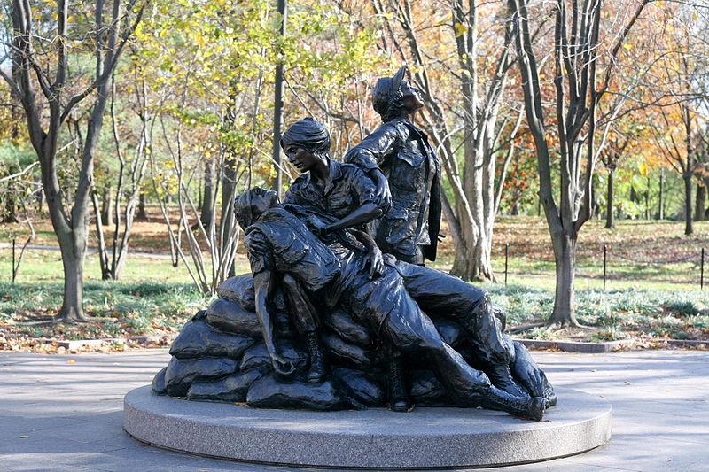 Vietnam Women's Memorial in District of Columbia. The memorial was designed by Glenna Goodacre and was dedicated on November 11, 1993. (Photo courtesy: http://blogs.babycenter.com/mom_stories/03262015-kids-play-vietnam-womens-memorial-vets-unhappy/)