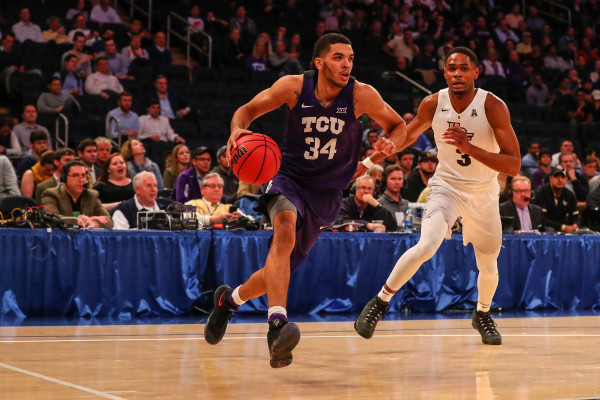 TCU guard Kenrich Williams drives to the hoop against UCF in a 68-53 win Tuesday night at Madison Square Garden. (Photo Courtesy of GoFrogs.com)