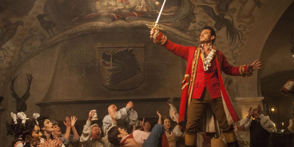 This image released by Disney shows Luke Evans in a scene from "Beauty and the Beast." (Laurie Sparham/Disney via AP)