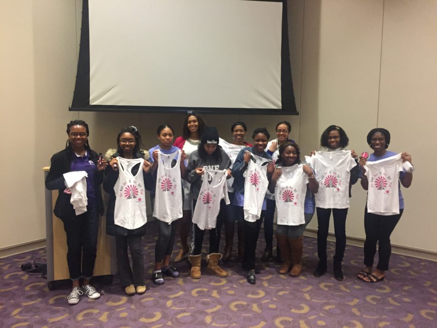 Members of NaturallyMi were all given t-shirts and free samples of Kemps hair products after her presentation on living a healthy lifestyle. (Brandon Kitchin)