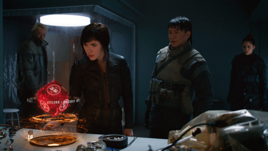 In this image released by Paramount Pictures, Scarlett Johansson, left, and Chin Han appear in a scene from, Ghost in the Shell. (Paramount Pictures and DreamWorks Pictures via AP)