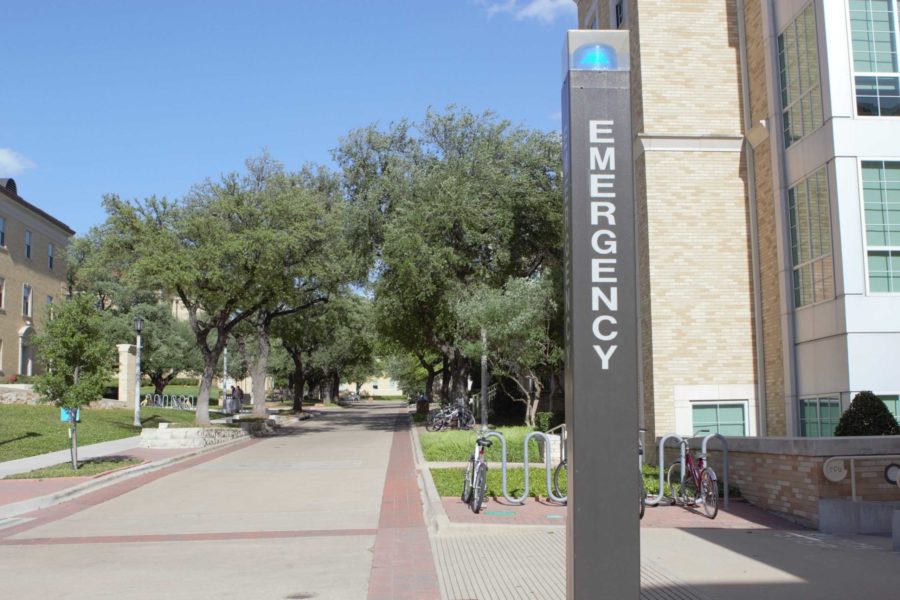 TCU SGA wants to install more of these blue lights. (TCU 360 File Photo)