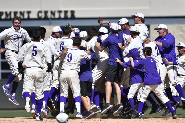 TCU celebrates a walk-off victory against Texas for a series sweep. (Photo Courtesy of GoFrogs.com)