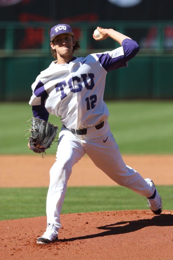 Nick Lodolo pitched seven innings in the Big 12 Tournament opener (Photo by Sam Bruton)