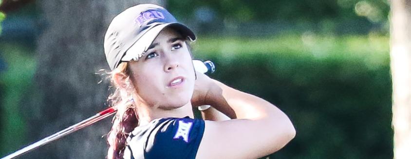 Annika+Clark+tees+off+at+the+Golfweek+Conference+Challenge.+%28Photo+courtesy+of+TCU+360%29