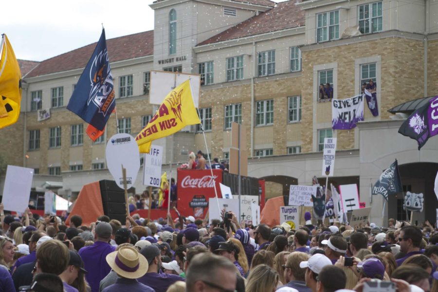 Students and fans gather in the TCU Campus College for ESPN College GameDay last October. Photo by Carolina Olivares