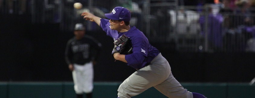 Jared Janczak recorded 11 strikeouts on Opening Day. Photo courtesy of gofrogs.com