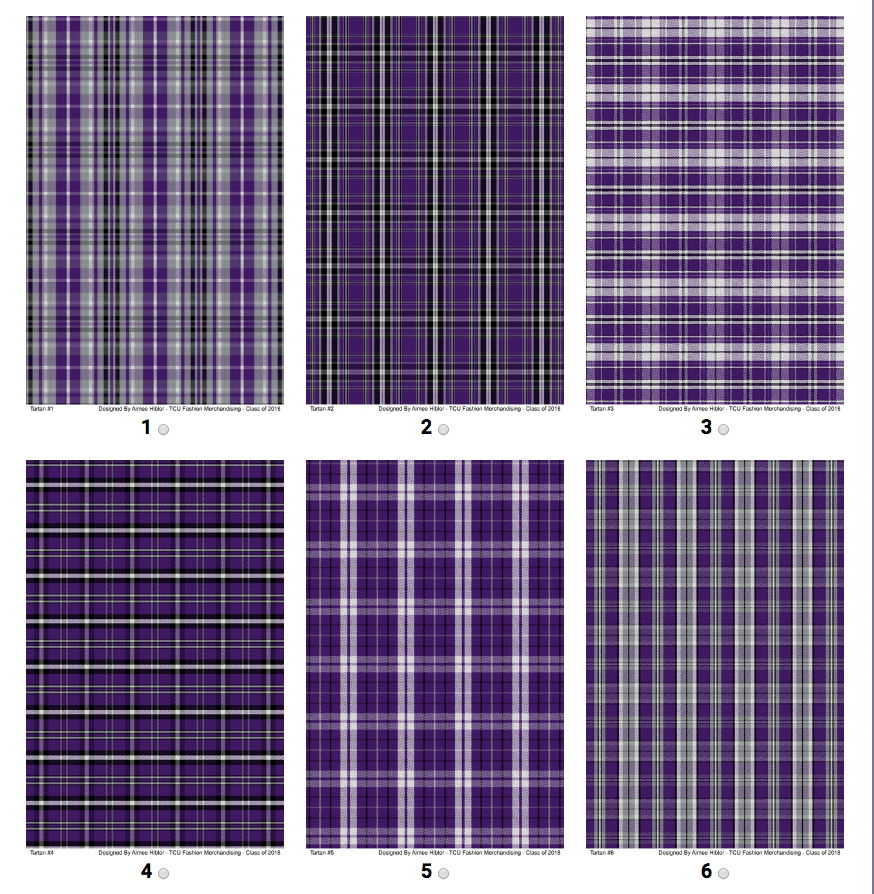 Frog fans were asked to vote on one of six options for the TCU tartan.