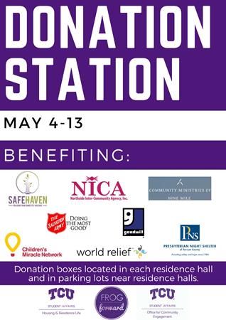 The Donation Station event will be held May 4-13 on campus.