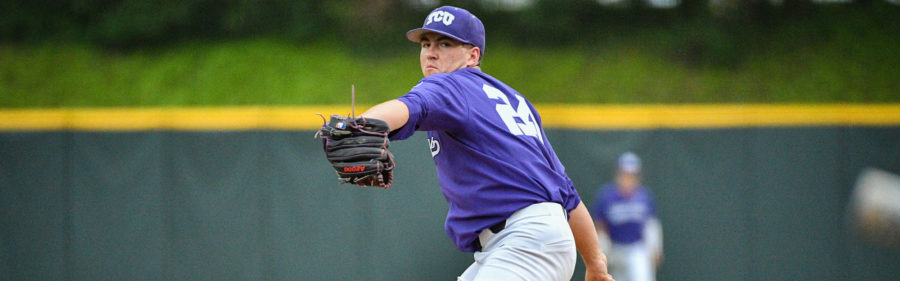 Jake Eissler pitches against UT Rio Grande Valley at the Lupton Stadium on the TCU campus in Fort Worth, Texas on March 28, 2017.  Photos by Michael Clements.