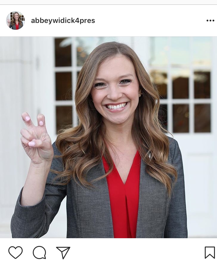Abbey Widick poses for a picture on her campaigns Instagram page.