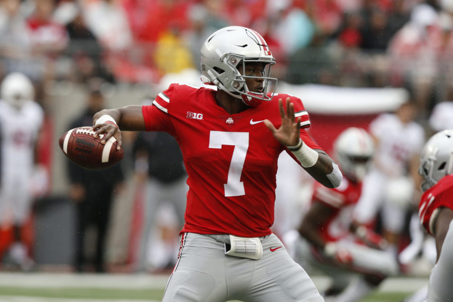 Ohio State quarterback Dwayne Haskins plays against Rutgers during an NCAA college football game Saturday, Sept. 8, 2018, in Columbus, Ohio. (AP Photo/Jay LaPrete)