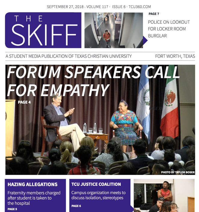September 27 Skiff cover: Forum speakers call for empathy