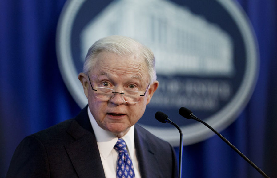 Attorney General Jeff Sessions speaks during the Office of Justice Programs National Institute of Justice Opioid Research Summit in Washington, Tuesday, Sept. 25. (AP Photo/Carolyn Kaster)