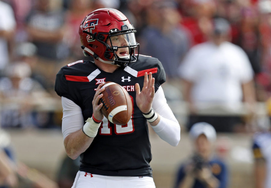 Alan Bowman (10) drops back to pass during the first half of an NCAA college football game against West Virginia in Lubbock, Texas. (AP Photo/Brad Tollefson, File)
