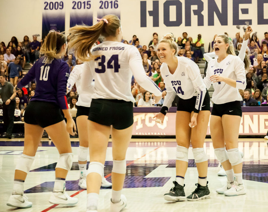 TCU Volleyball defeated Texas Tech in four sets Saturday. Photo by Cristian ArguetaSoto